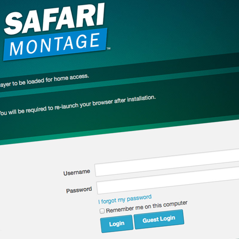 SAFARI Montage Login Page